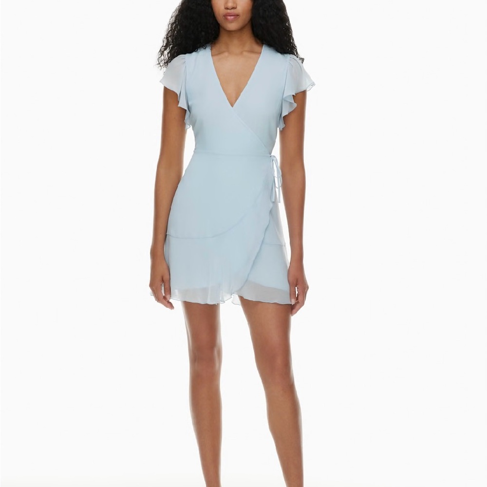 Elegant Light Blue Wrap Dress